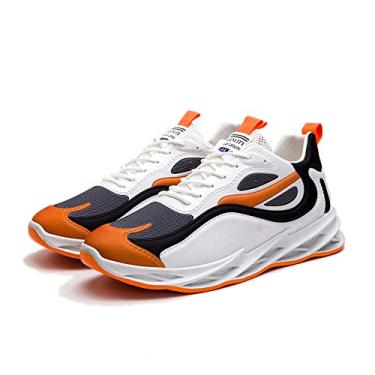 Imagem de Jueshanzj Sapatos casuais masculinos de corrida de solteiro sapatos esportivos masculinos de baixo nível respirável laranja 43