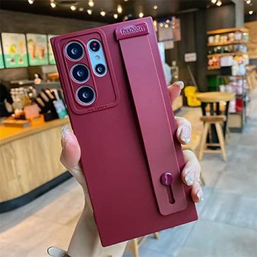 Imagem de Tampa de suporte de alça de pulso simples para proteção de câmera para Samsung A52S A32 72 12 51 A71 A53 73 A13 33 23 S22 Ultra S20 Plus S21 FE Case, vermelho, para Samsung M52