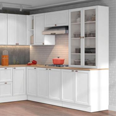 Imagem de Cristaleira Dupla 4 Portas com Vidro Unna Poliman Móveis Branco