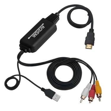 Imagem de TECKEEN Conversor RCA para HDMI, adaptador conversor de áudio de vídeo CVBS composto 1080p 3RCA compatível com PAL NTSC para PC e laptop