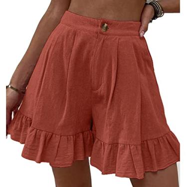 Imagem de Shorts Casuais de Verão, Cor Pura, Pernas Largas, Fibra de Poliéster, Elegantes, Soltos, para Sair à Noite (S)