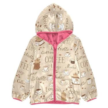 Imagem de KLL Coffee Time Retro Baby Fleece Jaqueta infantil menino agasalho rosa com zíper 3T, Coffee Time Retro, 7-8 Anos