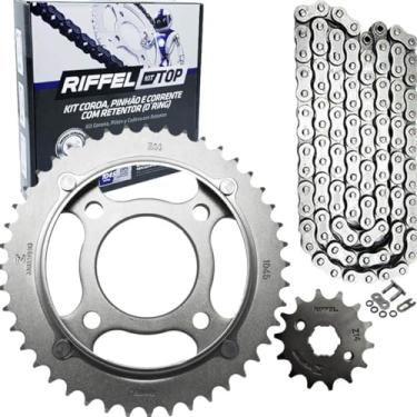 Imagem de Kit Relação Transmissão Honda CG 125 Titan ES/KS 2000 até 2008 com Retentor (O-ring) TOP Aço 1045 Riffel 91083
