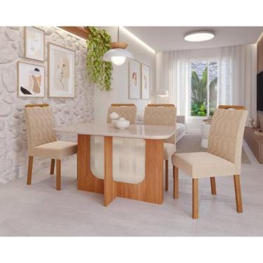 Imagem de Sala De Jantar Louise 130cm Com 4 Cadeiras Paola Wood - Cimol