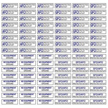 Imagem de GFCI AFCI Placas de Receptáculo de Tomada Protegida Adesivo Decalque Sem Equipamento Impressão Azul Chão em Observação Clara (96 peças 0,7 cm x 2,4 cm)