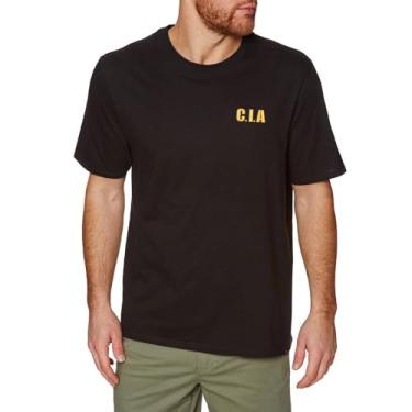 Imagem de Camisetas masculinas CIA Central Intelligence Agency bordadas manga curta clássica básica camiseta masculina, Preto, M