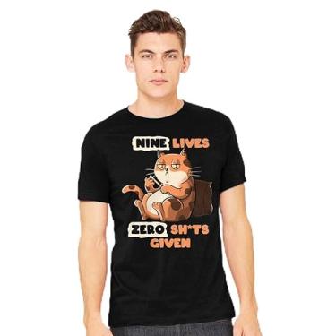 Imagem de TeeFury - Nine Lives - Camiseta masculina animal, gato, Preto, 5G