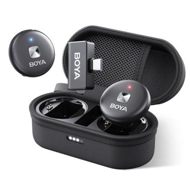 Imagem de Microfone de lapela sem fio BOYA para iPhone 15, Android, USB C, PC, telefone laptop, cancelamento de ruído, Ideal podcast para gravação
