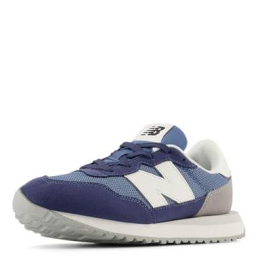 Imagem de New Balance Tênis unissex infantil 237 V1 com cadarço, Garça azul/índigo vintage, 4 Big Kid