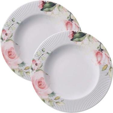 Imagem de Kit Jogo Prato Fundo Sopa 2 Pessoas 2 Pçs Chá Ornatta 23cm - Genérico