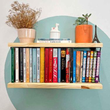 Imagem de Prateleira Dual de Ferro e Madeira 60cm Industrial Natural e Preto - A