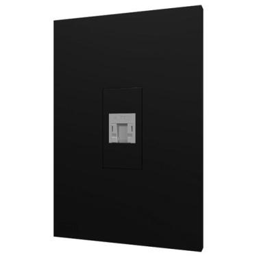 Imagem de Conjunto Tomada De Rede Internet Rj45 Cat5e Preto - Blux