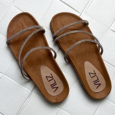 Imagem de Papete Sandália Feminina  Brilho Chinelo Rasteirinha Confortável  - No