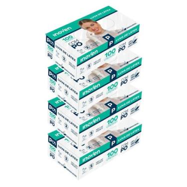 Imagem de Luvas descartáveis Látex com Pó Inoven 400 unidades Kit 4 caixas Limpe