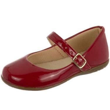 Imagem de Sapatilha Infantil Menina Sapato Boneca Liso Klicpé, Vermelho, 21