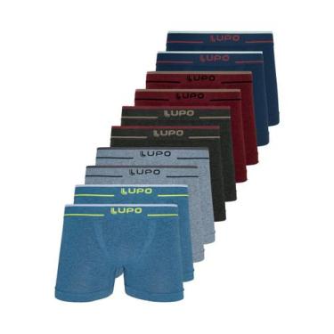 Imagem de Kit com 10 Cuecas Boxer Lupo 733-004 Colorido, Cinza, GG