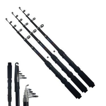 Imagem de Kit 3 Vara de Pesca Para Molinete 1,5 Telescópica Fibra De Vidro Ultra