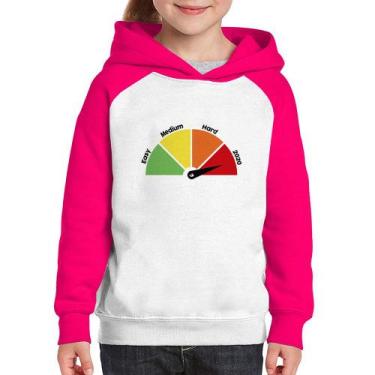 Imagem de Moletom Infantil Easy, Medium, Hard, 2020 - Foca na Moda, Branco, Rosa