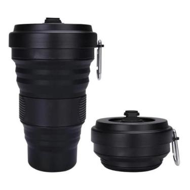 Imagem de Kit 10 Copo De Silicone Retrátil Dobrável 550ml Portátil - OEM,  Preto