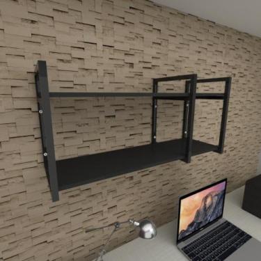 Imagem de Prateleira industrial para escritório aço cor preto prateleiras 30 cm 