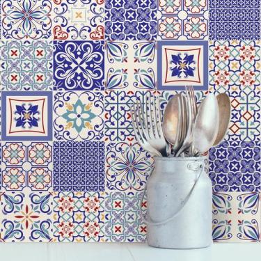 Imagem de Adesivo de Azulejo Azul Monte Belo 20x20 para Cozinha 24un - Quartinho