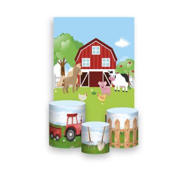 Imagem de Painel De Festa Vertical 1,50 x 2,20 + Trio De Capas Cilindro - Fazend