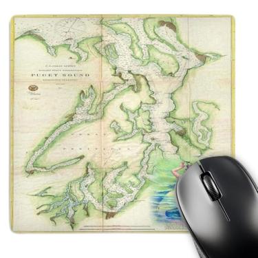 Imagem de Impressão do mapa vintage de som Puget náutico - Mouse pad, 8 x 8 polegadas (mp_214252_1)
