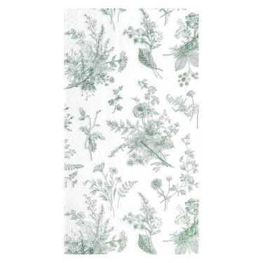 Imagem de 100 guardanapos florais para convidados, verde sálvia, branco, toalhinhas de papel descartáveis, toalhas de mão de banheiro de flores para chá de Natal, nupcial, chá de bebê, suprimentos de festa