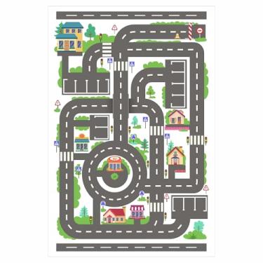 Imagem de Tapete Pista Cidade Infantil Para Carrinhos, Pistinha Em Lona, Educativo, Impermeável, Cores Vivas, Coordenação Motora, Brinquedo Criativo Para Crianças E Bebês Corrida Cidade Brincadeira Divertida