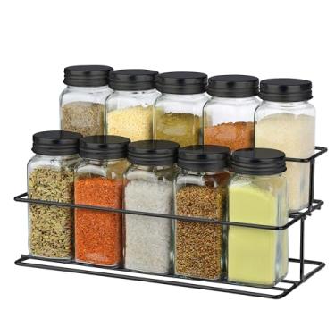 Imagem de Jogo de 10 Porta Condimentos em Vidro com Suporte em Metal 110Ml L24Xp10,6Xa16,5Cm Dynasty - Full Fit