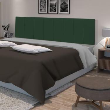 Imagem de Cabeceira Estofada Suspensa para Cama King 195 CM - Verde Musgo Suede 