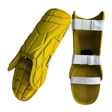 Imagem de kowaku Protetores de perna de beisebol caneleiras proteção adolescente leve esportes equipamentos multifuncionais caneleiras ajustáveis, Amarelo