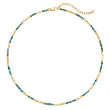 Imagem de MEVECCO Colar gargantilha feminina banhada a ouro 18 K irregular com contas mistas para presente de joias, Latão, Sem Pedra Preciosa