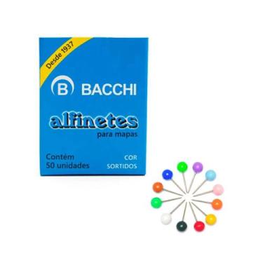 Imagem de Alfinete Bacchi Para Mapas Sortidos C/50 Unidades