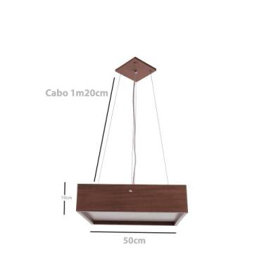 Imagem de Kit Pendente Madeira Quadrado 50cm + Plafon Quadrado 40cm - Adrilustre