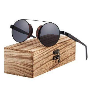 Imagem de Óculos de Sol Barcur Feminino Polarizados de madeira redondo BC7103, P