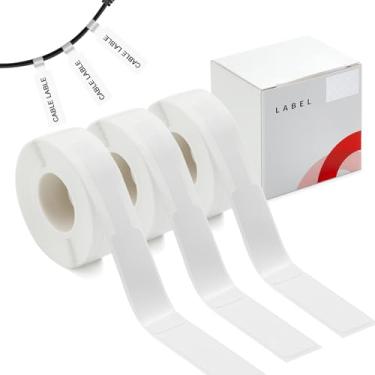 Imagem de Fita adesiva para impressora NIIMBOT D11/D110/D101, 3 rolos (195 peças no total) Cabo D11 Etiquetas adesivas térmicas à prova d'água papel anti-óleo para cabos branco 12,5 * 109 mm (0,49 x 4,29