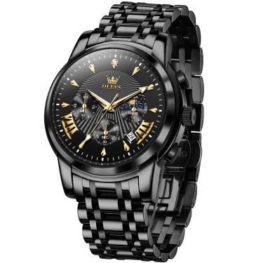Imagem de Relógio OLEVS Black Chronograph em aço inoxidável para homens