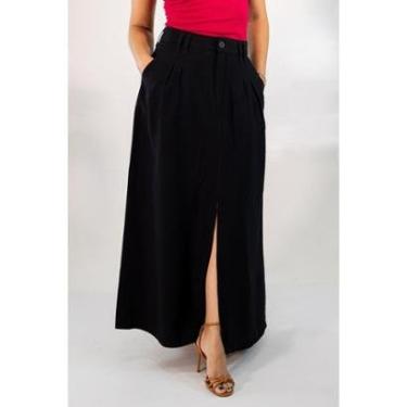 Imagem de Saia Social Longa Alfaiataria Feminina Fenda Anticorpus-Feminino