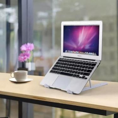 Imagem de Suporte Dobrável de Alumínio para Notebook, Laptop e Tablet | Ergonômico, Portátil, Ajustável e Resistente para Escritório e Home Office