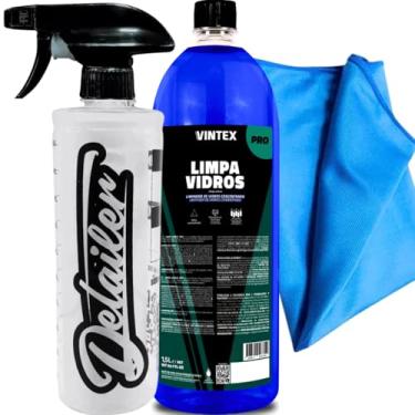 Imagem de Produto Para Limpar Vidros Pro Ultra Rendimento Rende 7,5L Com 1,5L Super Concentrado Vintex Borrifador Detailer Pano Vidro