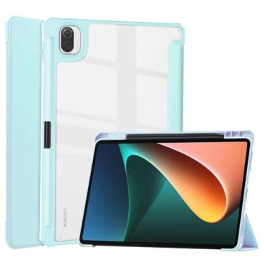 Imagem de Zrengp Capa para tablet inteligente Xiaomi Pad 5/5 Pro/5 Pro 5G 27.9 cm (versão 2021), capa de couro leve com suporte para caneta stylus para Xiao Mi Pad 5/5 Pro/5 Pro 5G 11 polegadas (azul celeste)