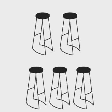 Imagem de Kit 05 Banqueta Alta Lena Industrial Bar Balcão Bistrô Ferro e Madeira Maçiça Capa Suede Preto - Ahz Móveis