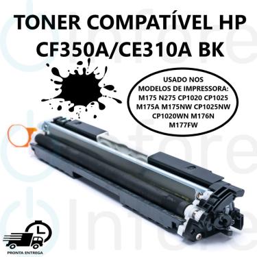 Imagem de Toner Compatível CE310A CF350A 310A 350A M176N M177FW Cp1020 Cp1025 M175 M175a M275 preto bk