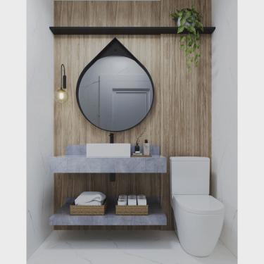 Imagem de Bancada em Porcelanato para Banheiro 100cm Sem cuba grafite