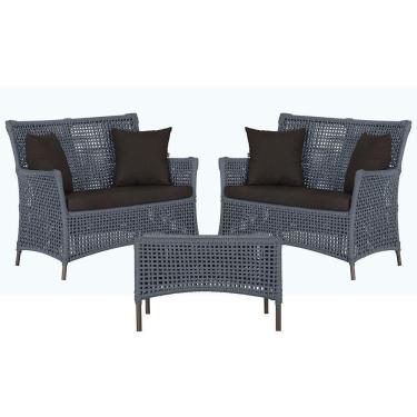 Imagem de 2 Sofás E Mesa Igapó Alumínio Marrom Corda Náutica E9 Trama Prata