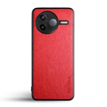 Imagem de AIORIA Capa para Xiaomi Poco F7 Pro 5G capa de couro PU premium design retrô de negócios capa protetora completa para Xiaomi Mobile Phone Series (vermelho, Xiaomi Poco F7 Pro)