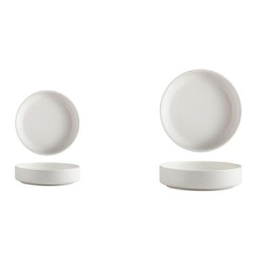 Imagem de Prato ocidental criativo de cerâmica vitrificada, prato de sobremesa de salada de restaurante - branco meio brilho - 20 cm
