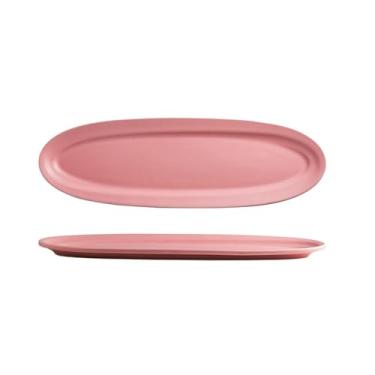 Imagem de Prato de cerâmica vitrificada para sushi dim sum hotel Western steak plate - 40.6 cm dim sum plate - rosa