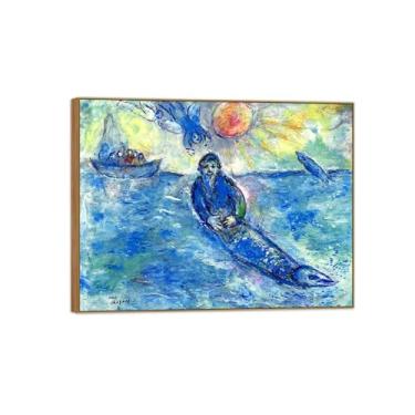 Imagem de MUHJDYC Pôster de arte de parede surrealismo - reprodução de impressão em tela famosa - quadro de madeira para decoração de sala de estar (peixe) 20x25cm-8x10in